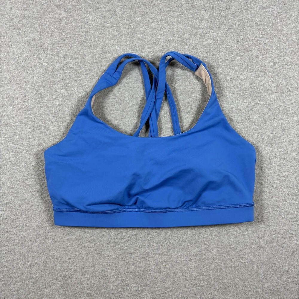 Lululemon Energy Bra Size 10 Blue Strappy Criss Cross Back Athletic Sports Bra